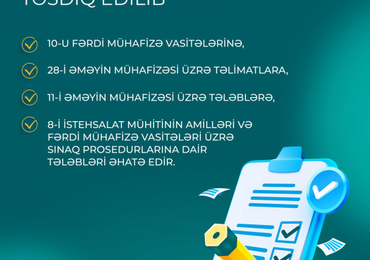 Əmək sahəsi üzrə 57 milli standart hazırlanaraq təsdiq edilib